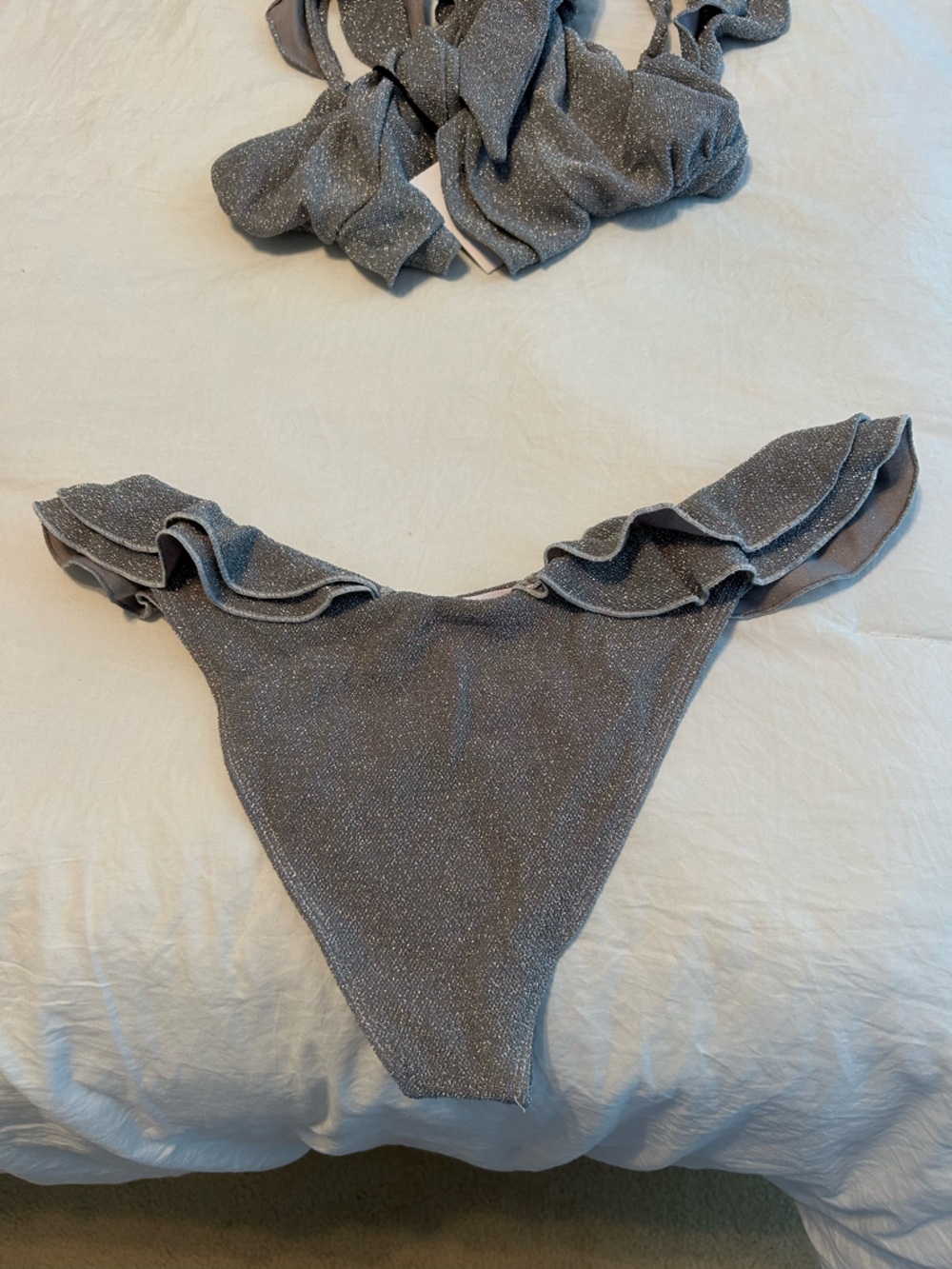 Beach Riot Silver Sparkle Ruffle Bikini Set - Picture 9 of 13